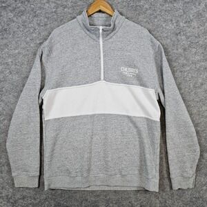 Chubbies Gray 1/2 Half Zip Pullover Size L Sweatshirt Innuendo LIGHT PINK STAINS